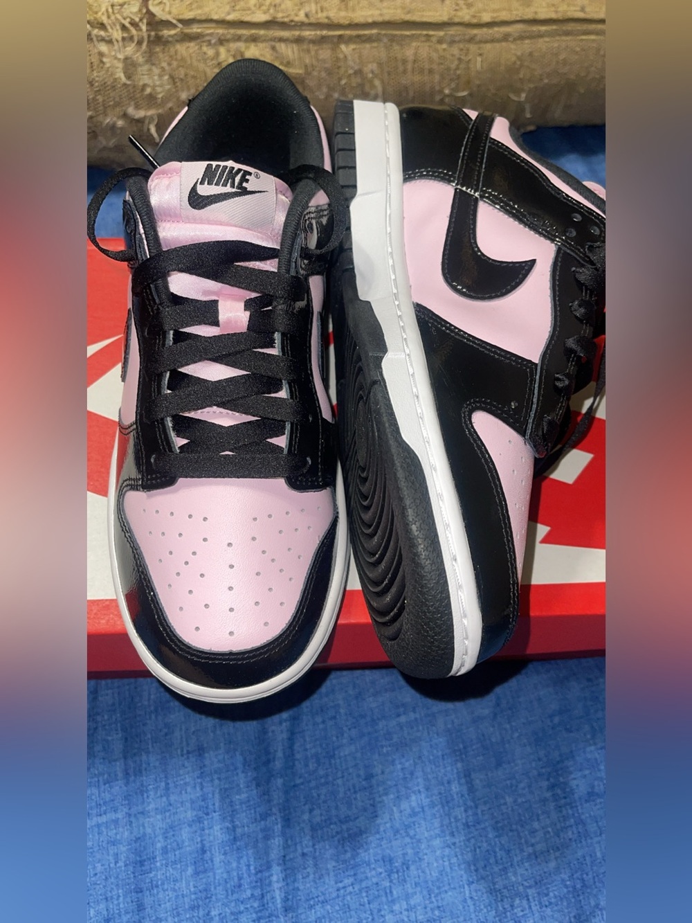 Nike Dunk Low Pink Foam Black Patent Leather Women’s 8